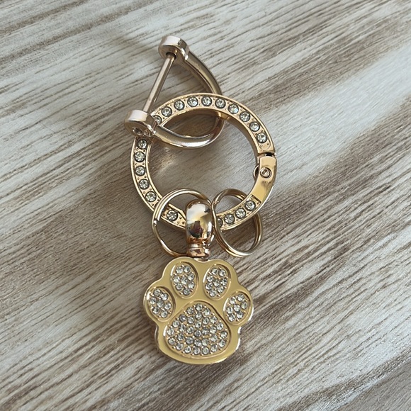 Rhinestone Bear Paw Gold Charm and/or Keychain - Picture 4 of 7